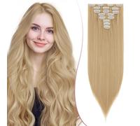 SEGO 26 Inch Thick Highlight Hair Piece 8PCS Long Straight Clip in Extensions Full Head 175g Synthetic Fiber Hairpieces For Women,#27-613 Sandy Brown to Bleach Blonde
