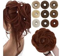 SEGO 55g Messy Bun Fluffy Tousled Updo Scrunchies Synthetic Thicker Hair Bun Hair Piece For Women Easy Bun Hairpiece, Auburn Ginger