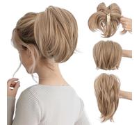 SEGO Claw Clip Ponytail Hair Extensions Bendable Metals Messy Bun Hair piece Straight Hairpieces Claw on Ponytail, Sandy Brown to Bleach Blonde
