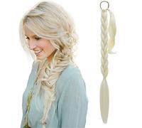 SEGO Long DIY Braided Ponytail Extension 150G Synthetic Hairpiece Straight Wrap Around Ponytail With Hair Tie Daily Wear - 34 Inch, Bleach Blonde