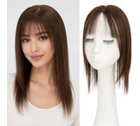 SEGO Pro Human Hair Blend Topper, Wispy Fringe, 10 Inch, Chocolate Brown