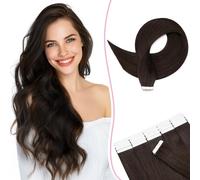 SEGO Pro Tape in Hair Extensions Real Human Hair 16 Inch 10 Pcs 15g Invisible Seamless Straight Tape Extensions for Women, #02 Dark Brown