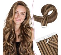 SEGO Pro Tape in Hair Extensions Real Human Hair 22 Inch 10 Pcs 15g Invisible Seamless Straight Tape Extensions for Women, #4P27 Medium Brown & Dark Blonde