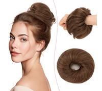 SEGO Updo Human Hair Pieces Buns Scrunchies Donut Chignons for Women 100% Real Remy Hair Straight VOLUMINOUS Messy Extensions - #4 Medium Brown