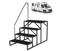 SEGOGNENG RV Steps with Handrail,4 Step Trailer Steps,Outdoor RV Stairs with Anti-Slip Pedals for Travel Trailers,Heavy Duty Mobile Home Stairs for Camper, Porch, Spa