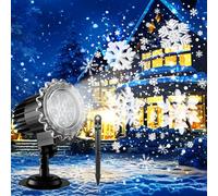Segotendy Christmas Snowflake Projector,Waterproof Indoor/Outdoor | 3D HD Moving Snowflakes,3 Installation Methods,for Garden New Year Party Decoration