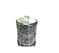 SEGOY Black Diamond Crushed Biscuit Canister Jar Tin Kitchen Storage Silver Trimmings Crystal Filled Wedding Anniversary, Birthday Present, Home Decor - Height - 15cm