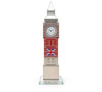 SEGOY Colour Changing Big Ben Souvenir Clock Tall - LED Light Up London Tower Ornament with Union Jack Detail, Decorative Tabletop Clock for Home & Office Décor - 24cm (Silver)