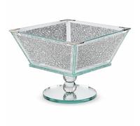 SEGOY Crushed Diamond Crystal Fruit Bowl, Glamorous Chrome Finish Glass, Sparkling Bling Kitchen Storage, Home Decor, 22 x 22 x 25 cm