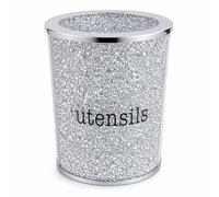 SEGOY Crushed Diamond Silver Utensil Holder Crystal Utensils Pot Jar Kitchen Storage - 18cm