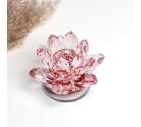 SEGOY Crystal Lotus Flower Bouquet Large Size - Red Quartz Crystal Glass Lotus Flower Figurine 13cm - Elegant Multicolor Decorative Craft for Home Décor, Birthday & Wedding Gift