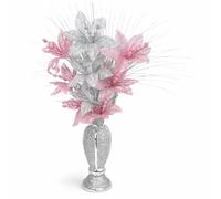 SEGOY Glittering Decorative Flower Arrangement, Pink and Silver Crushed Diamond Effect, Luxury Home Decor Ornament, Artificial Silk Flowers with Vase, 65cm
