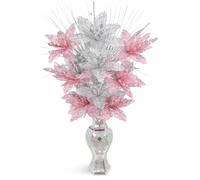 SEGOY Glittering Decorative Flower, Pink and Silver Crushed Diamond Effect, Luxury Home Decor Ornament (flowrs olny)