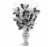 SEGOY New Silver and Black Artificial Glitter Flower Bouquet, Silk Flowers, Sparkly Home Décor 35cm (flowrs olny)