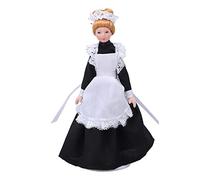 Segrehy 1:12 Dollhouse Maid Doll High Simulation Movable Handcrafted DIY Mini Ceramic Doll Model for Dollhouse Accessories