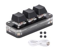Segrehy 3 Key Mini Keypad Industrial USB Customized Blue Switch Programmable Gaming Keypad with RGB Light for Gamers Office Workers ABS Material