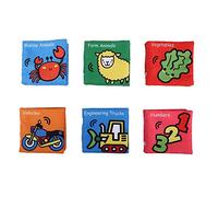 Segrehy 6Pcs Set Infant Cloth Book Cute Cartoon Wear Resistant Educational Learning Toy For Babies Toddlers Early Development Soft Fabric Books (A)