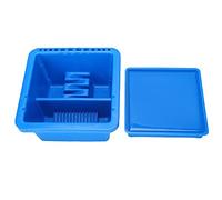 Segrehy Artist Brush Basin Multifunction Small Square Paint Tub Pot with Holder Art Supplies Plastic Material 16 x 16 x 9cm for Watercolor Gouache Oil Painting Acrylic Brush