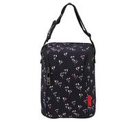 Segrehy Baby Bottle Thermal Bag Insulated Nylon Storage Tote Pouch for Outdoor Travel Family Trips Shopping Walking (Black with Small Floral)