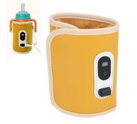 Segrehy Baby Bottle Warmer, Baby Bottle Warmer Bag,Baby Bottle Insulation Cover 21 Speeds Temperature Adjustable Portable USB Baby Milk Heat Keeper with LED Display for Car Travel (Yellow)