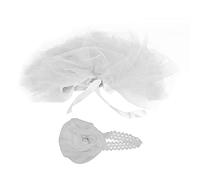 Segrehy Baby Photography Outfits Newborn Photo Props Soft Elastic Skirt Headdress Set For 0 3 Months Baby Girls Photo Nylon Yarn Cotton (bleach)