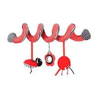 Segrehy Baby Plush Toy Soft Cute Spiral Animal Shape Bed Hanging Stroller Decor Training Grasping Hearing Visual Ability Hand Eye Coordination for Infants Toddlers Red