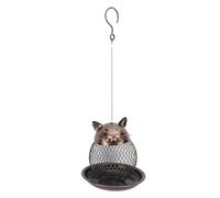 Segrehy Bird Feeder Squirrel Proof Outdoor Hanging Metal Mesh Cat Shaped Wild Bird Feeder for Garden Patio Decor Iron Material 16x16x18cm