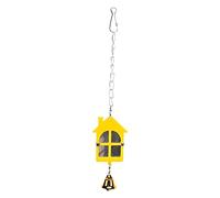 Segrehy Bird Hanging Mirror Anti Shatter Cute Birdcage Toy Mirror with Bell for Parakeet Cockatiel Non Safe Durable Acrylic Metal Material Bright Yellow Color Easy Install Hook Design