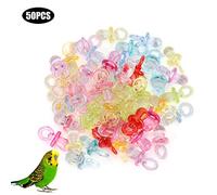 Segrehy Bird Nipple Parrot Chewing Toy Colorful Plastic Durable Bite Toys for Small Medium Large Birds DIY Cage Accessories 50PCS Set 3x1 2x1 2cm