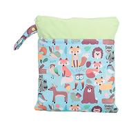 Segrehy Cartoon Pattern Double Zippers Diaper Bag Wet Dry Separation Nappy Storage Bag for Baby Diapers Stroller Hanging Knitted Print Fabric TPU Film 35 x 30cm (Type A)