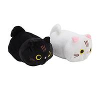 Segrehy Cat Plush Doll Cartoon Cat Modeling Soft Cute White Black Cat Stuffed Throw Pillow for Home Office Polyurethane Down Cotton 2pcs 23x13.5x11cm
