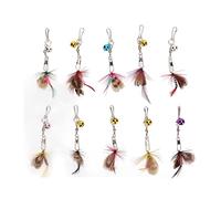 Segrehy Cat Pole Replacement Feather Cute Flying Design Bright Colors Fun Interactive Toy Accessories with Bell and Pin Hook for Cats Playtime Chicken Bird Feathers 10Pcs Random Style