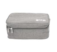 Segrehy Data Cable Charger Bag Large Capacity Premium Electronic Accessory Storage Case for Mobile Laptop Power Cord Travel Home Use 300D Cation 24.5x18.5x10cm (Gray)