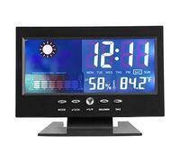 Segrehy Digital Digital Weather Stations, Temperature Humidity Meter Clock Alarm Comfort Level Weather Forecasts Calendar 12/24 Hour Switchable Time Date Month Week Display Home Office Black Plastic