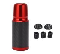 Segrehy Gear Shifting Lever Knob Carbon Fiber Manual Transmission Shifter Head with 3 Adapters for 5 6 Speed Vehicles Clear Print Durable Design (Red)