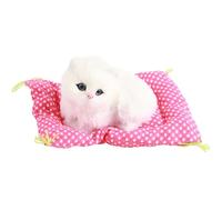Segrehy Kitten Plush Toy Super Cute Mini Simulation Sounding Sitting Kittens Cats Doll for Kids Home Decoration White Yellow 17cm 14cm 60g (A sitting cat will call white)