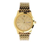 Segrehy Mens Quartz Watch Luxury Luminous Day Date Display Business Casual Dress Watch with Alloy Stainless Steel Band for Men (Gold)