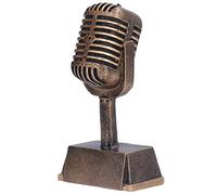 Segrehy Music Award Trophy Retro Microphone Ornament Synthetic Resin Desktop Decoration for Singing Competition Party Rewards and Home Decor 6.5 Inch 20.5 Oz