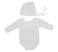 Segrehy Newborn Baby Photography Prop Hat Romper Set Lace Fabric Design Soft Breathable Skin Friendly For Baby Boys Girls Within A Month 11 x 7.5 x 6.7in Wrap Size 11in Hat Circumference (White)