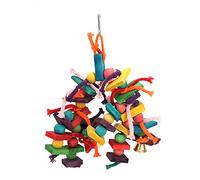 Segrehy Parakeet Chewing Toy Wooden Blocks Multicolored Bird Toys for Macaws Parrots Safe Durable Chew Play Exercise Activity (Thick rope style)