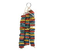 Segrehy Parrots Chewing Toys Colorful Wooden Block Hanging Bird Toy for Macaws African Grey Parrots and Small Birds Safe Non Wood Kraft Paper Material 12.6 Inch