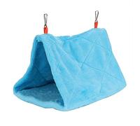 Segrehy Pet Hammock Hamster Nest Parrot Hanging Nest Soft Warm Cotton Triangle House for Small Pets Birds Hamster Sugar Glider with Hook Easy to Hang Beige Light Blue 3 Sizes 2 Types (M)