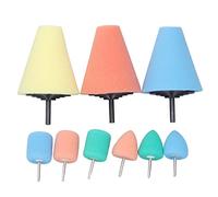 Segrehy Polishing Cone Sponge Buffing Ball 9Pcs Set Professional Metal Polishing Sponge Cones for Car Wheel Hub Care Automotive Detailing