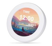 Segrehy Portable Round Secondary Screen 2.1in IPS Water Cooled LCD Display Computer Host CPU GPU Temperature Monitoring Screen for Gaming PCs and Workstations White Black Aluminum Alloy (White)