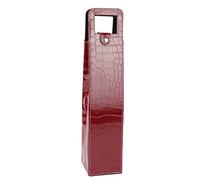 Segrehy PU Reusable Leather Wine Tote Bag Champagne Beer Gift Carrier Durable Hard Shell Protective Case for Wine Lovers Red Black 41x9x9cm (red Crocodile)