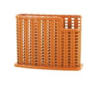 Segrehy Rattan Weaving Drain Chopsticks Cage Three Compartments Multifunctional Cutlery Hollow Drainer Storage Rack Chopsticks Organizer for Kitchen Countertop Plastic White