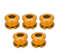 Segrehy Single Chainring Bolts Crankset Nuts Ultra Light Durable Aluminum Alloy Chain Wheel Screws for Mountain Bike Road Bike Fixed Gear Bike 5pcs (Gold)