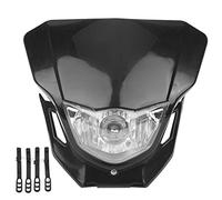 Segrehy Universal Motorcycle Headlight Headlamp Fairing Dirt Bike Driving Lamp Front Transparent Glass Lens Cover Dual Light Hi Lo Beam for Dual Sport Naked Motorcycles ABS Black