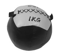 Segrehy Weighted Wall Ball Soft Exercise Fitness Ball 2.2lb 1KG PU Leather Strength Stretch Training for Home Gym Workout (Black Silver)