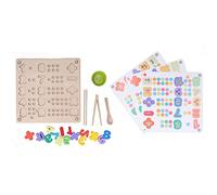 Segrehy Wooden Peg Board Bead Game Montessori Educational Toys Math Skills Development Toy for Kids Ages 3+ with Number Blocks Shape Puzzle Counting Sorting Beads
